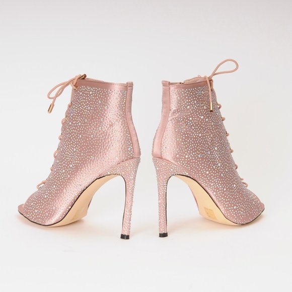 Pink Satin, Lady Couture, Shakira, Rhinestone, Bootie, Size 10 - Picture 4 of 7